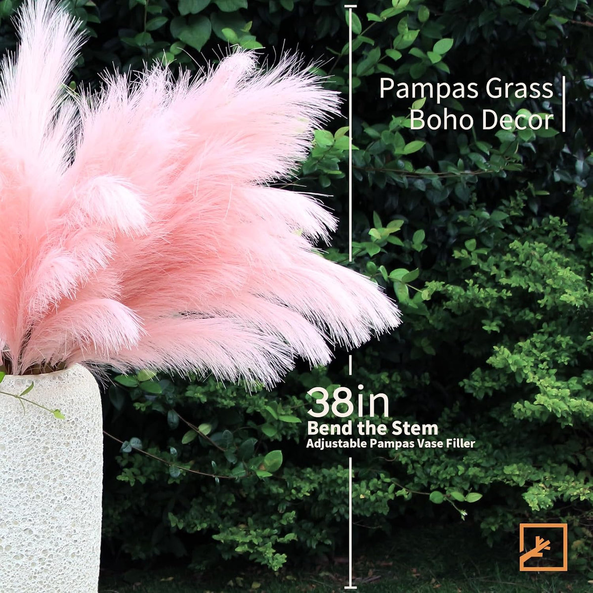 Faux Pink Pampas Grass Decor 38" Tall 7 Stems Boho for Floor Vase