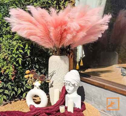 Faux Pink Pampas Grass Decor 38" Tall 7 Stems Boho for Floor Vase