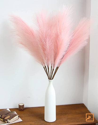 Faux Pink Pampas Grass Decor 38" Tall 7 Stems Boho for Floor Vase