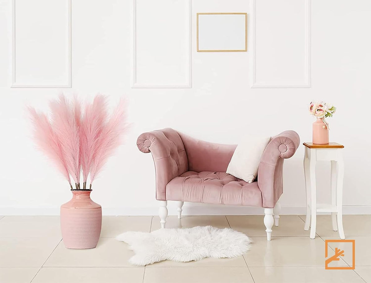 Faux Pink Pampas Grass Decor 38" Tall 7 Stems Boho for Floor Vase