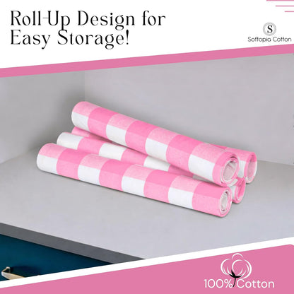 Rose Pink and White Buffalo Check Placemats Set of 4, 13x19 Inches, Plaid Table Mats, 100% Cotton, Washable, Soft and Reusable Placemats for Baby Showers, Weddings, Holiday Gatherings