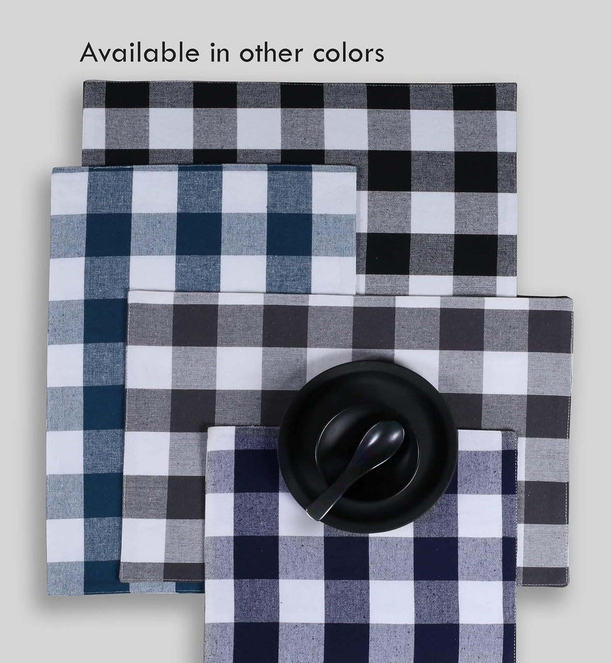 Rose Pink and White Buffalo Check Placemats Set of 4, 13x19 Inches, Plaid Table Mats, 100% Cotton, Washable, Soft and Reusable Placemats for Baby Showers, Weddings, Holiday Gatherings