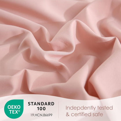 Dusty Pink Full Microfiber Sheet Set Side Pocket, Deep Pocket with Corner Straps