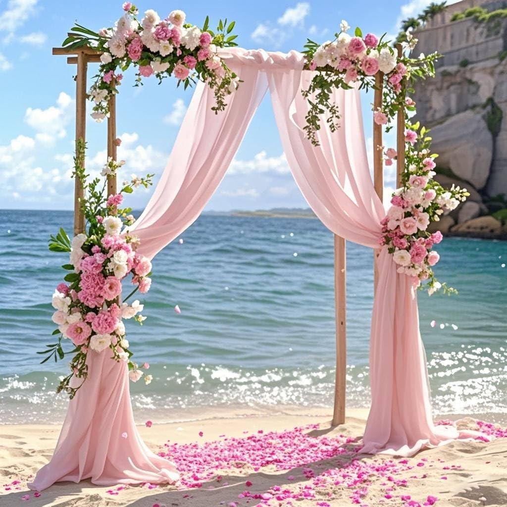Decorative Arch Draping Fabric Light Peach, Curtain Panel Wedding Backdrop