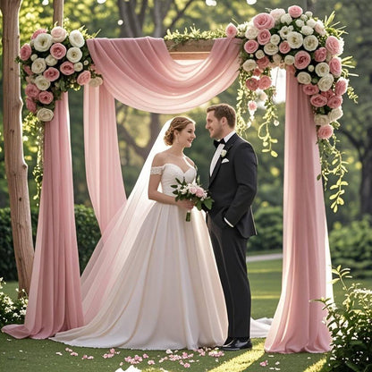 Decorative Arch Draping Fabric Light Peach, Curtain Panel Wedding Backdrop