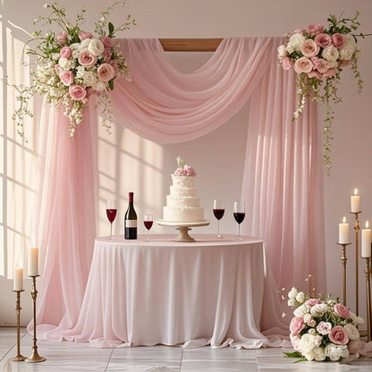 Decorative Arch Draping Fabric Light Peach, Curtain Panel Wedding Backdrop