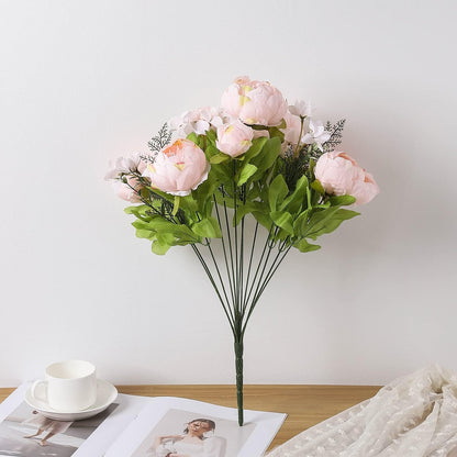 Springs Flowers Artificial Silk Peony Bouquets Wedding Home Decoration,Pack of 1 (Spring Pure Pink)