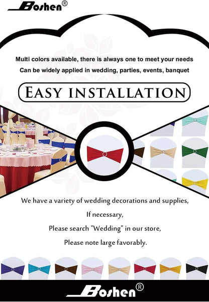 100 PCS Wedding Chair Decorations Stretch Chair Sashes and Bows, Pink
