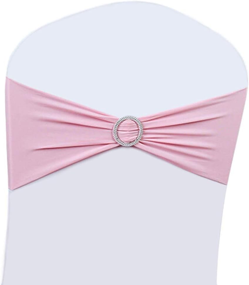 100 PCS Wedding Chair Decorations Stretch Chair Sashes and Bows, Pink