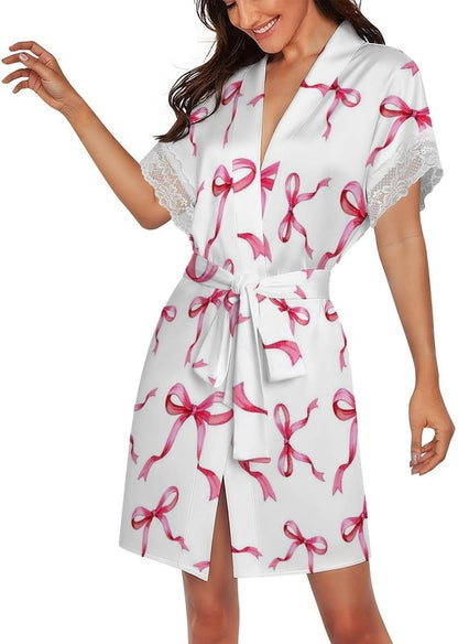 Pink Cartoon Champagne Womens Robes Golden Stars Bridal Robe Kimono Robes for Women Lingerie Robe
