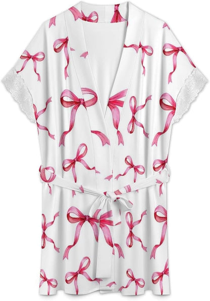 Pink Cartoon Champagne Womens Robes Golden Stars Bridal Robe Kimono Robes for Women Lingerie Robe