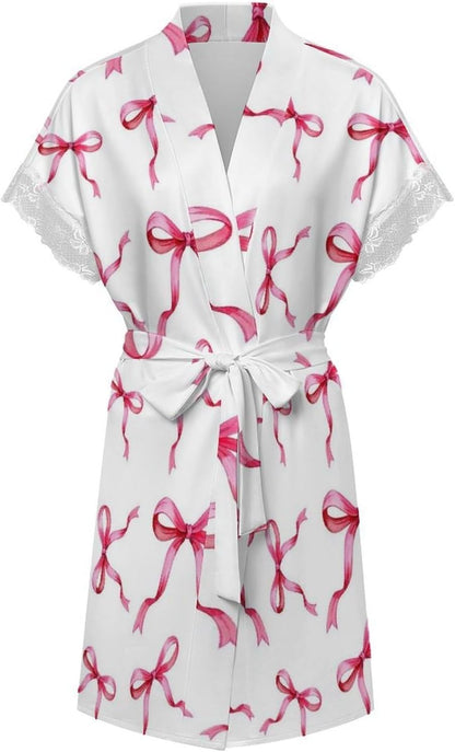 Pink Cartoon Champagne Womens Robes Golden Stars Bridal Robe Kimono Robes for Women Lingerie Robe