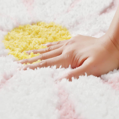 Cute Bath Mat,Pink Flower Rug,Water Absorption Non Slip Mat,Soft Machine Wash Rug Mat for Bedroom Kitchen Bathroom Toilet Floors 25.6 x 25.6 Inches (Pink)