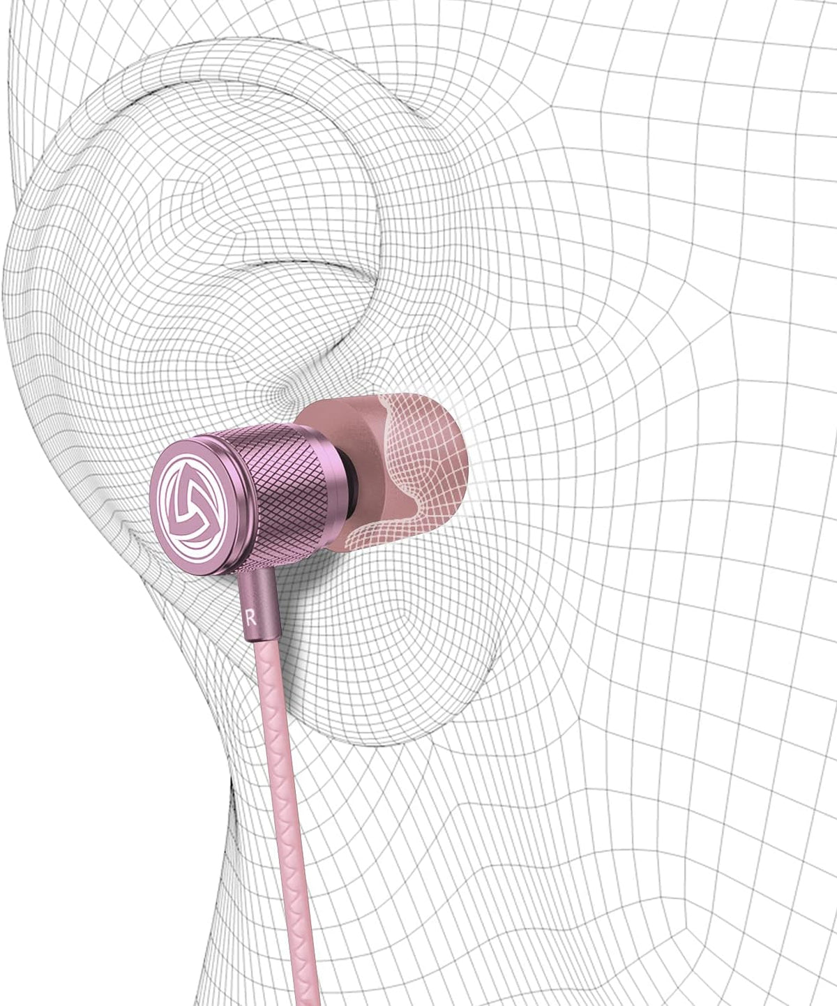 Ultra Wired Earbuds in-Ear Headphones, 5 Years Warranty, Earphones with Microphone, Noise Isolating Ear Buds, Memory Foam for iPhone, Samsung, School Students, Kids, Women, Small Ears - Pink