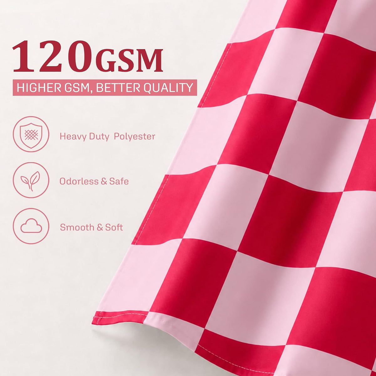 Checkered Shower Curtain, Double Pink Plaid Shower Curtains for Bathroom, Cute Retro Checkboard Shower Curtain Vintage Aesthetic, Washable Fabric Bath Curtain 72''x72''