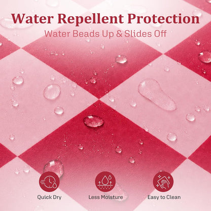 Checkered Shower Curtain, Double Pink Plaid Shower Curtains for Bathroom, Cute Retro Checkboard Shower Curtain Vintage Aesthetic, Washable Fabric Bath Curtain 72''x72''