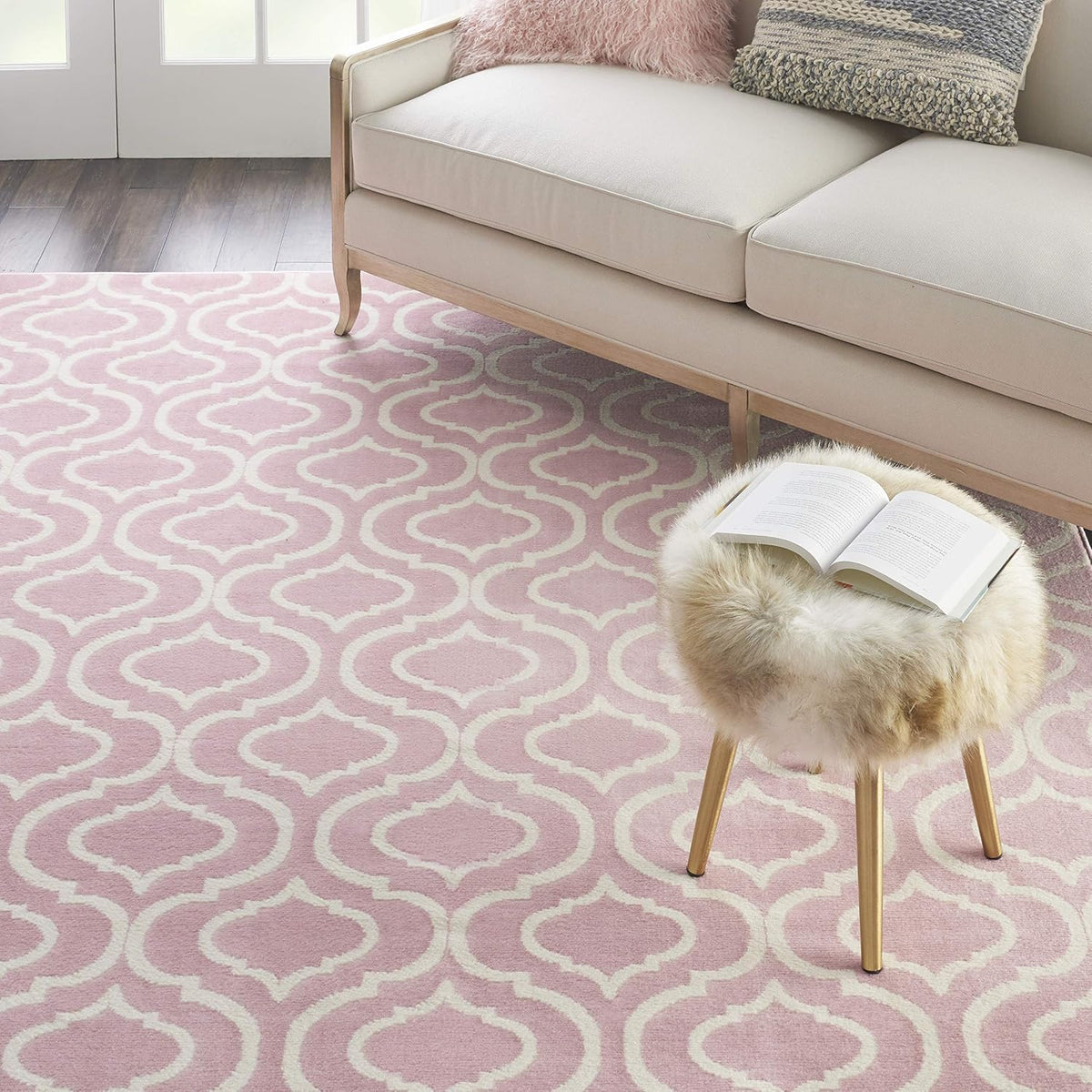 Jubilant Pink 7'10" x 9'10" Area Rug - Easy Clean, Non Shedding, Bed Room, Living Room, Dining Room, Kitchen (8' x 10')