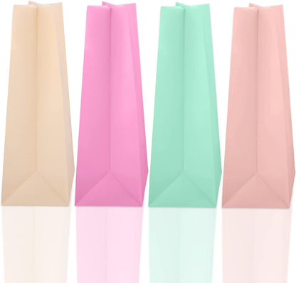 30 Pack Pastel Gift Candy Paper Bags with Stickers 5.1 x 3.1 x 9.4 Inches Snack Sweet Craft Bags for Birthday Wedding Party Anniversaries with 48 Stickers