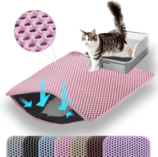 Small Cat Litter Mat, Double Layer Honeycomb Litter Box Mat