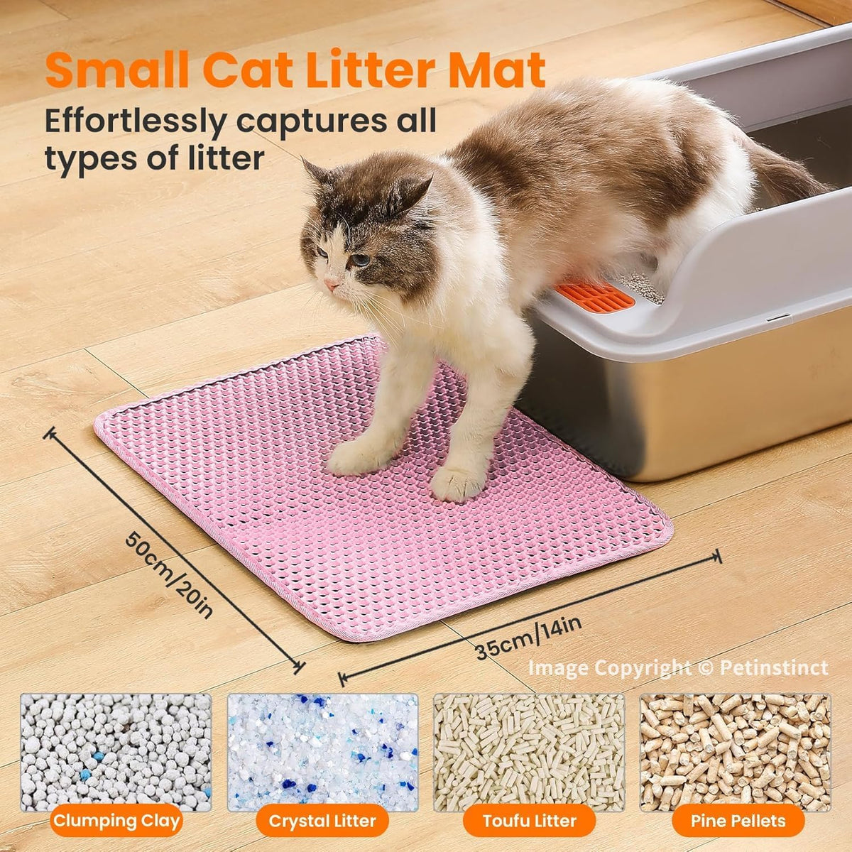 Small Cat Litter Mat, Double Layer Honeycomb Litter Box Mat