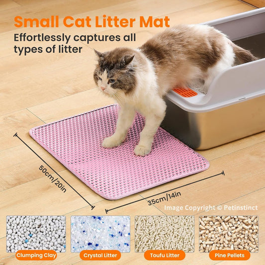 Small Cat Litter Mat, Double Layer Honeycomb Litter Box Mat