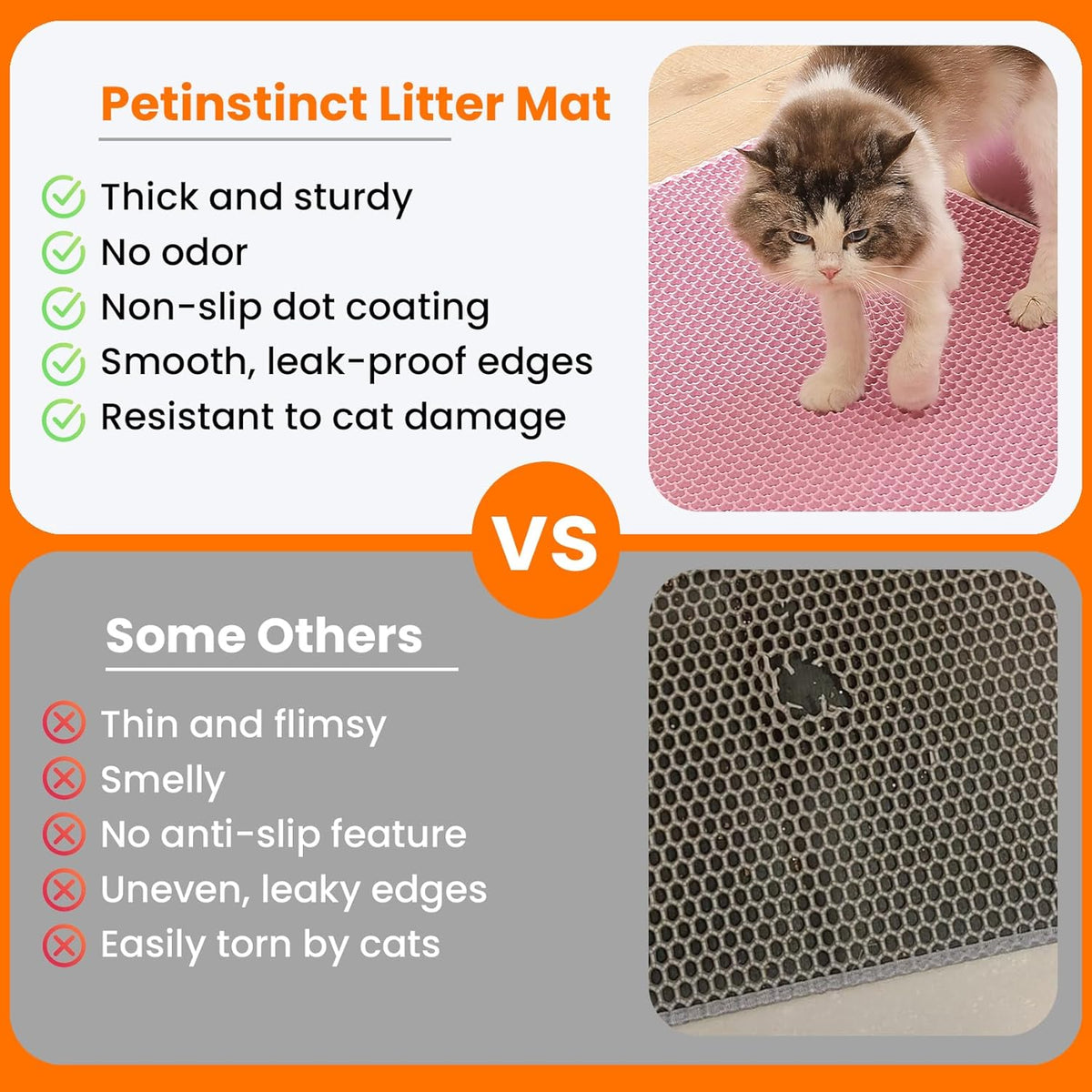 Small Cat Litter Mat, Double Layer Honeycomb Litter Box Mat