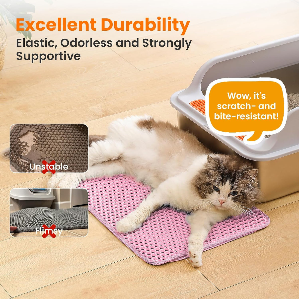 Small Cat Litter Mat, Double Layer Honeycomb Litter Box Mat