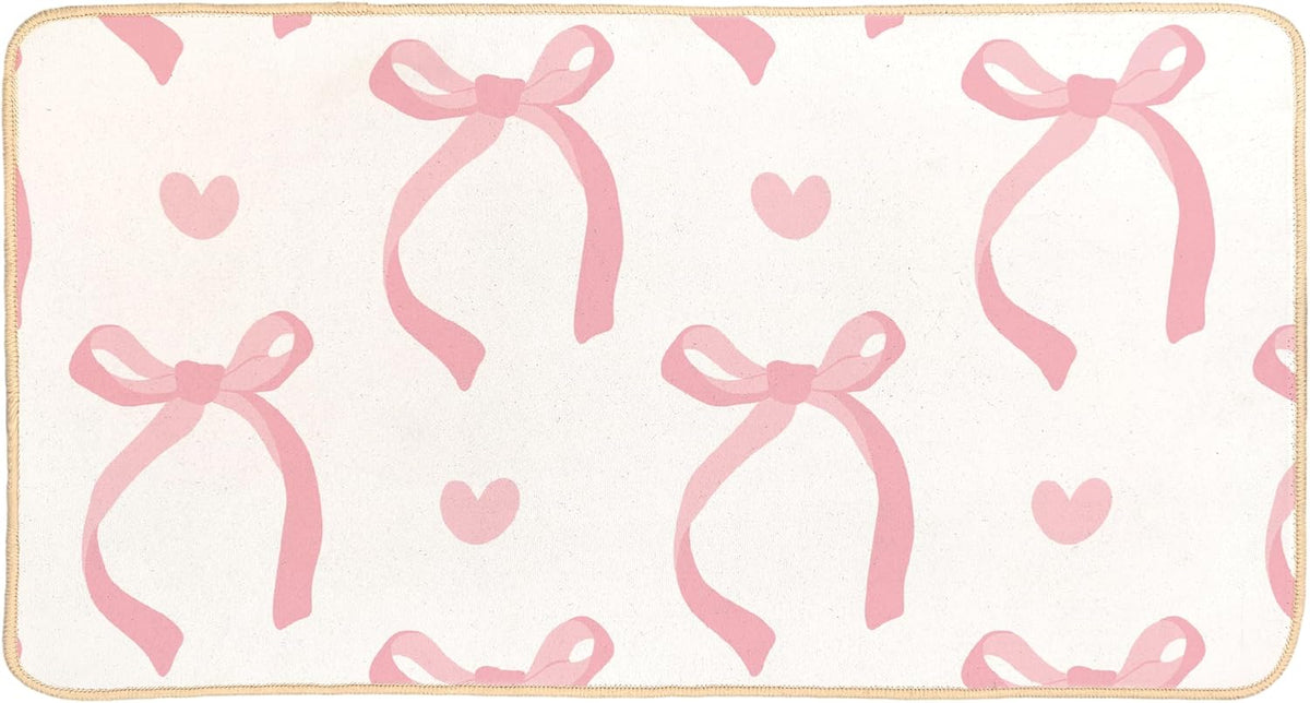 Cute Coquette Pink Bow Welcome Mat for Girls Bedroom Bathroom Decor
