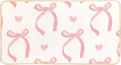 Cute Coquette Pink Bow Welcome Mat for Girls Bedroom Bathroom Decor