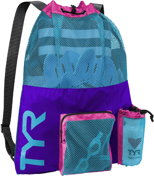 Big Mesh Mummy Backpack, Purple/Blue