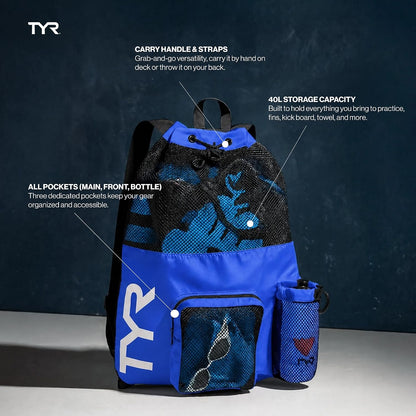 Big Mesh Mummy Backpack, Purple/Blue