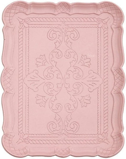 Serving Trays Powder Tray Fruit Dessert Storage Jewelry Cosmetics Organizers Retro Tea Plate(Pink S)