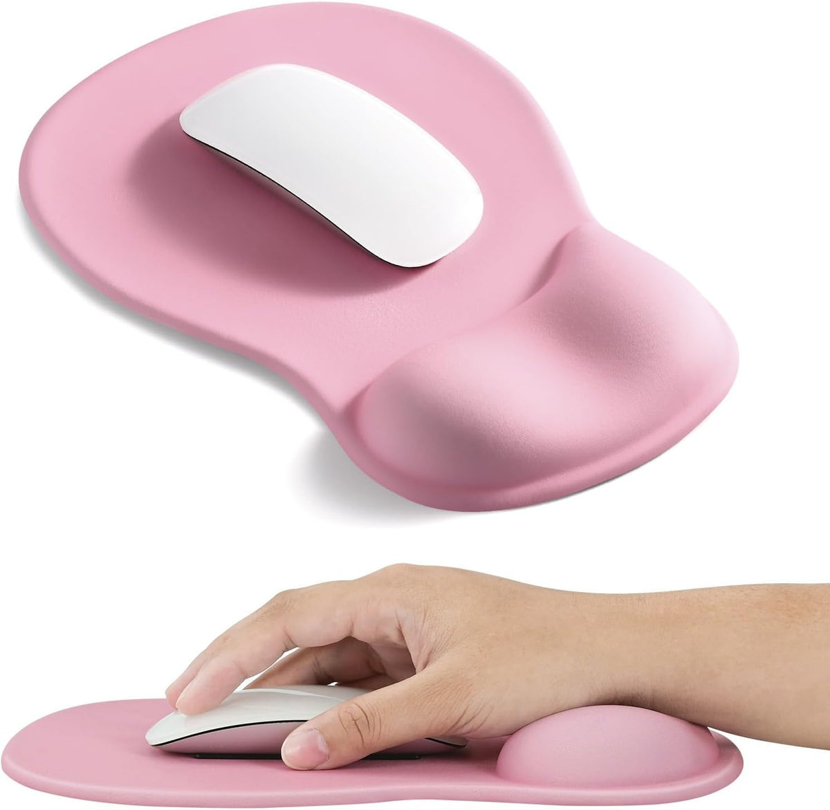 Pink Mouse Pad with Gel Wrist Rest, Ergonomic Cute Mousepad