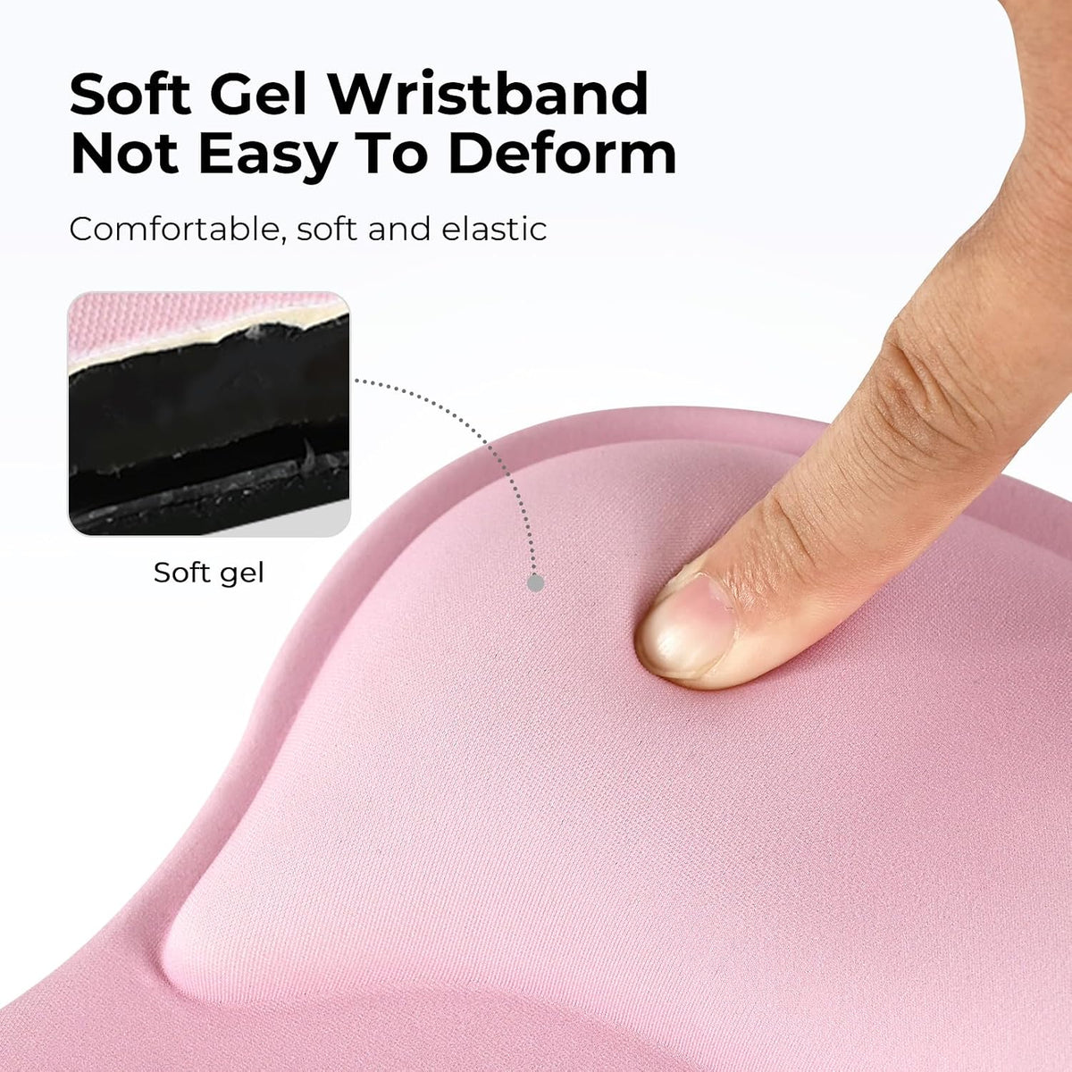 Pink Mouse Pad with Gel Wrist Rest, Ergonomic Cute Mousepad