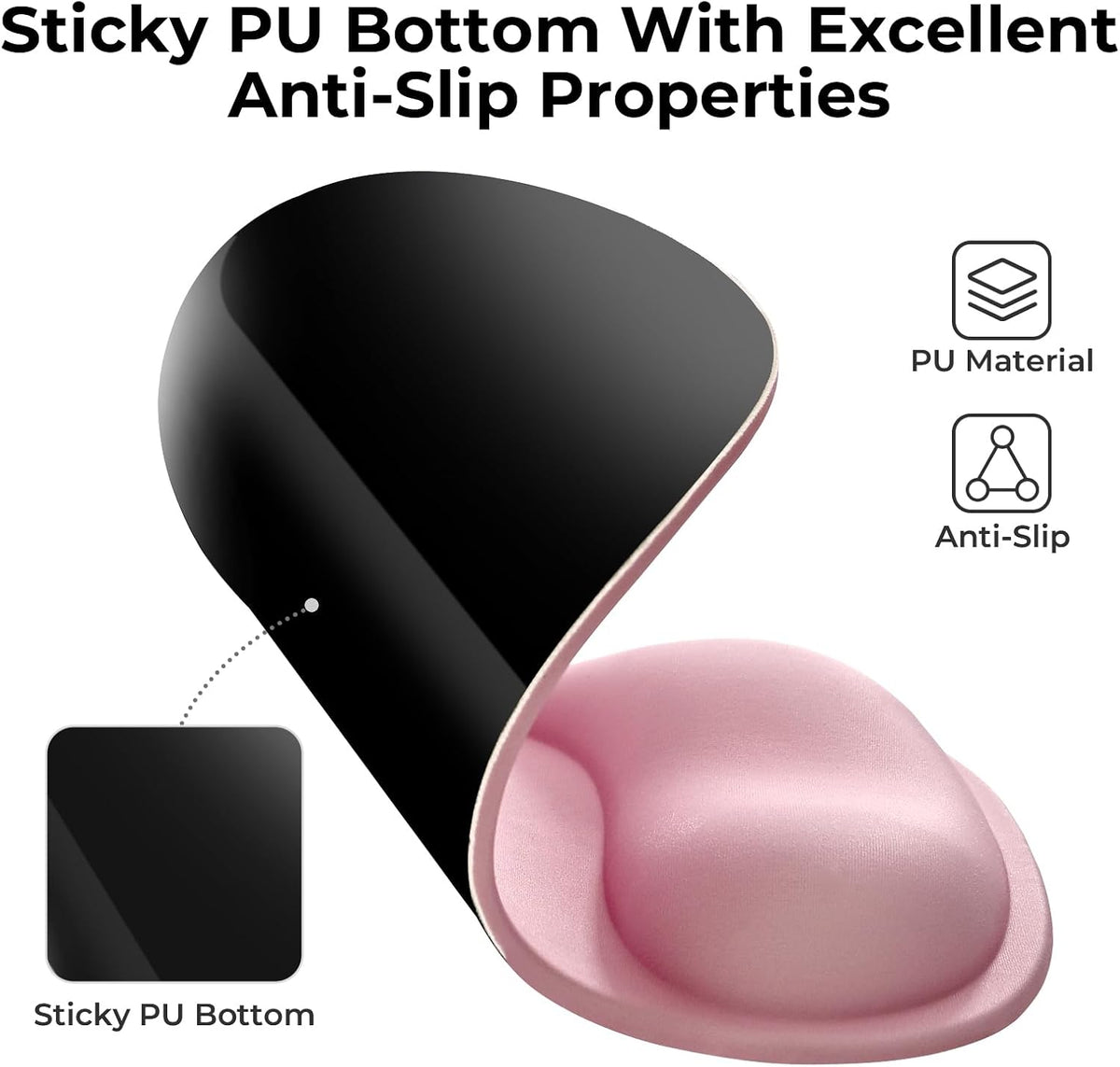 Pink Mouse Pad with Gel Wrist Rest, Ergonomic Cute Mousepad