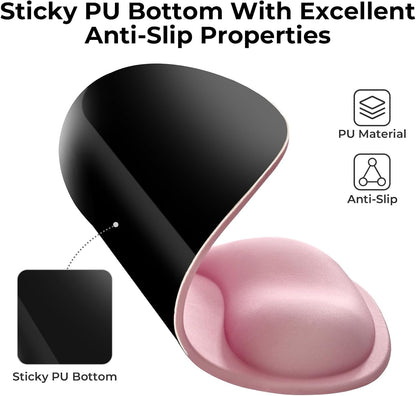 Pink Mouse Pad with Gel Wrist Rest, Ergonomic Cute Mousepad