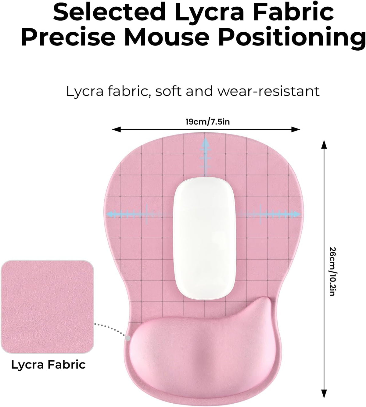 Pink Mouse Pad with Gel Wrist Rest, Ergonomic Cute Mousepad