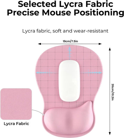 Pink Mouse Pad with Gel Wrist Rest, Ergonomic Cute Mousepad