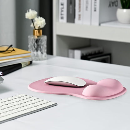 Pink Mouse Pad with Gel Wrist Rest, Ergonomic Cute Mousepad
