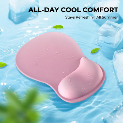 Pink Mouse Pad with Gel Wrist Rest, Ergonomic Cute Mousepad