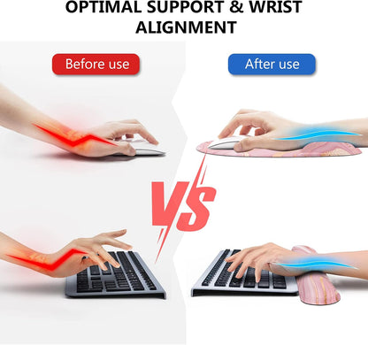 Light Pink Desk Mat Set, Mouse Pad and Keyboard Wrist Rest, Ergonomic Mouse Pad with Wrist Rest, Non-Slip Desk Mat for Home Office, 35.4 x 15.7 in