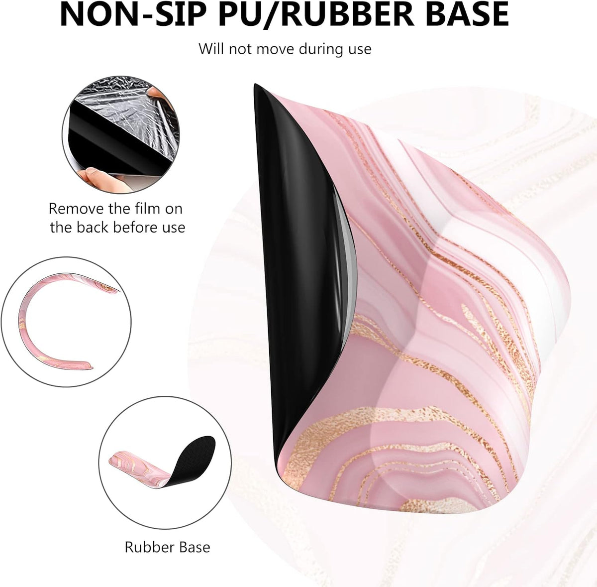 Light Pink Desk Mat Set, Mouse Pad and Keyboard Wrist Rest, Ergonomic Mouse Pad with Wrist Rest, Non-Slip Desk Mat for Home Office, 35.4 x 15.7 in