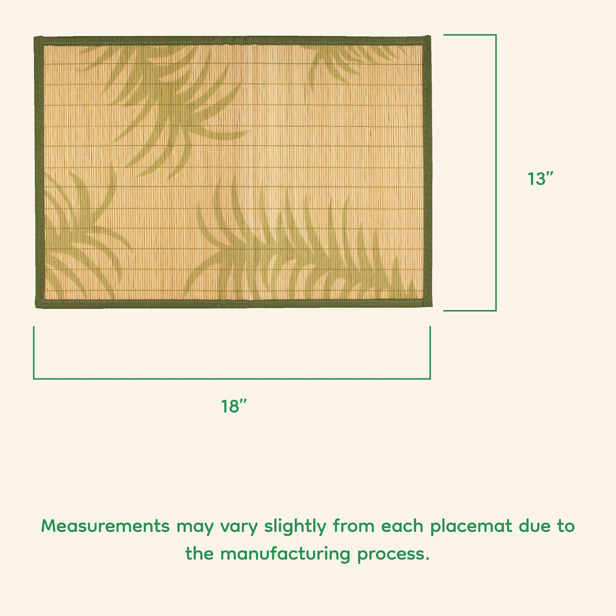 Premium Bamboo Slats Placemat with Fabric Border - Floral Print - 12" x 17.5" - Peach Blossom, 4 pcs