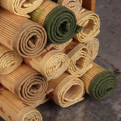 Premium Bamboo Slats Placemat with Fabric Border - Floral Print - 12" x 17.5" - Peach Blossom, 4 pcs
