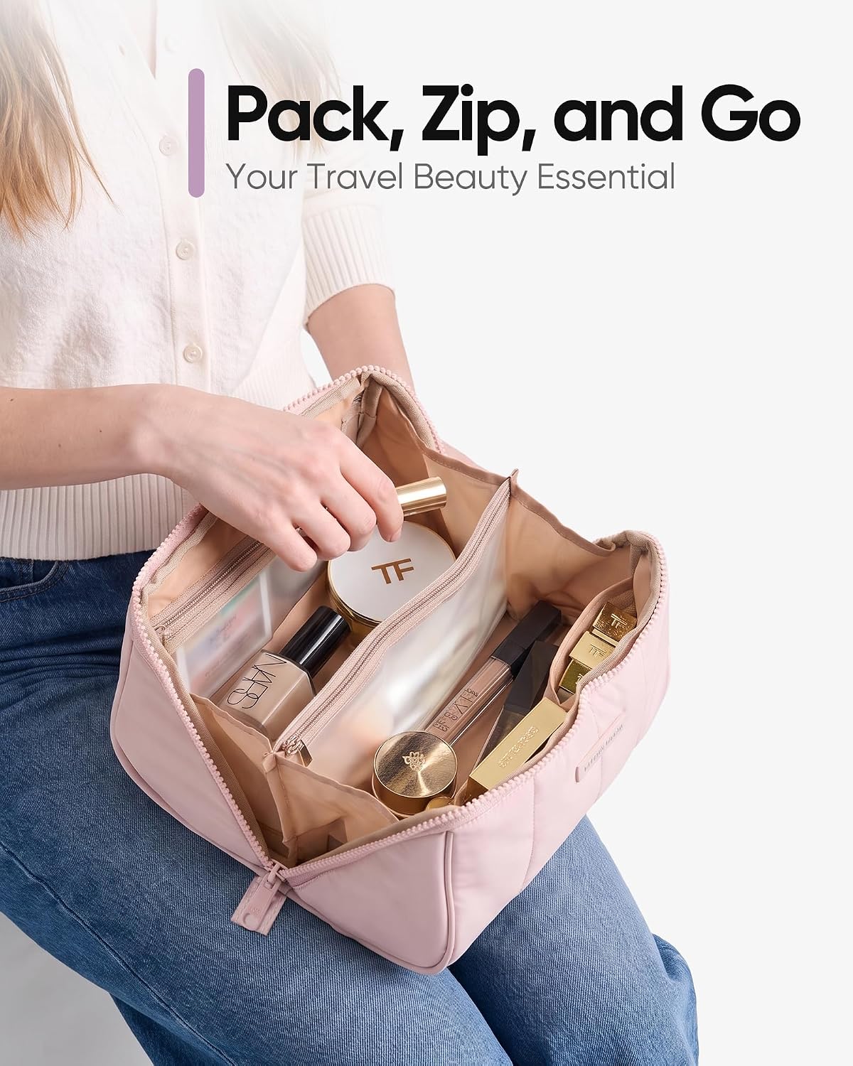 Travel Makeup Bag for women, Organizer Pouch Cosmetic Case