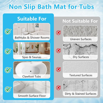 Bath Mat for Tub Non Slip, Cute Bow Bathtub Mats for Girls Non Slip Shower Mat, Machine Washable 40"x16" Long Pink Tub Mats with Suction Cups and Drain Holes for Toddler & Women, Bathroom Decor(Bows)