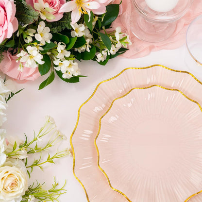 175PCS Pink Gold Plastic Plates - Disposable Dinnerware Set