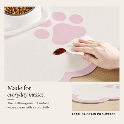Scalloped Dog Feeding Mat, Pink White, 14" X 19”