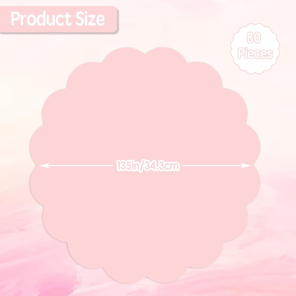 80 Pcs Pink Paper Placemats, 13.5 Inch Scalloped Table Mats | Pink Charger Paper Placemats, Protects Tables from Spills, Decorative Placemats for Girls Birthday Wedding Baby Shower Bridal Tea Party