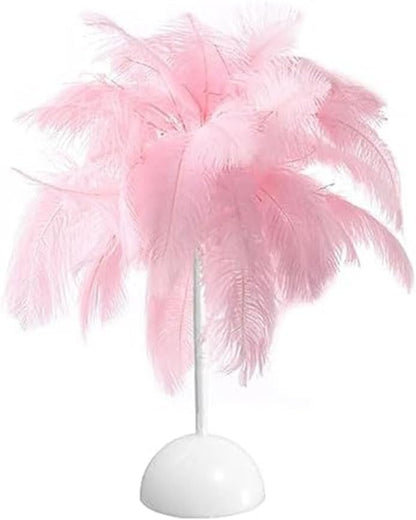 White/Pink Feather Lamp, Feather Table Lamp Bedroom Bedside Table Lamp Feather for LAMPSHADE Desk Lights for Teenage Home Bedroom Decor Fashion(Pink)